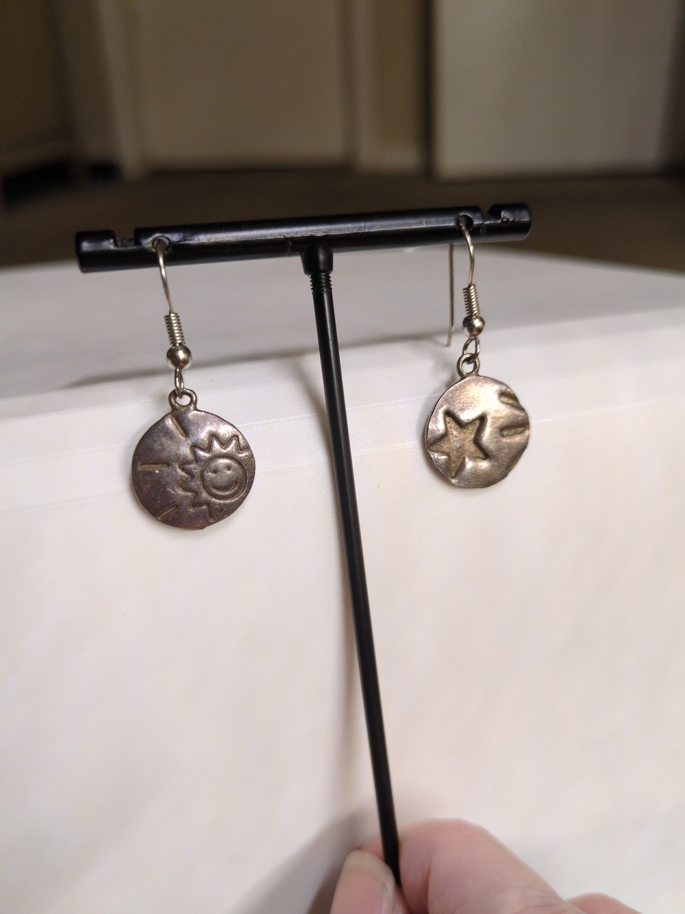 Express Silver-Tone Sun & Star Drop Earrings Vintage